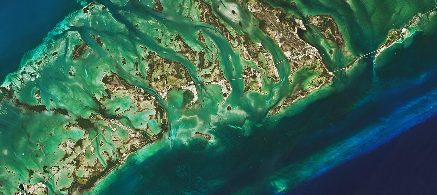 Beautiful hues of Florida Keys — view from space